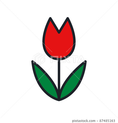 Red tulip icon. Spring flowers isolated vector icons Red tulip icon. Spring flowers isolated vector icons 87485163