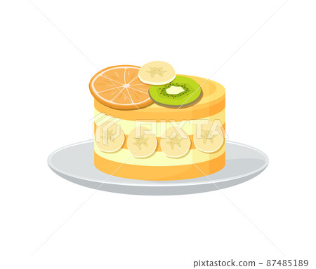 Beautiful Fruit Cake Poster Vector Illustration 87485189