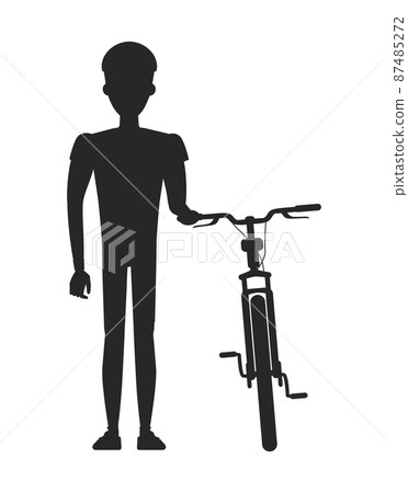 Athletic Human Person Black Silhouette Stand Bike 87485272