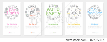 Car parts white vertical banners set for website and mobile app vector Car parts white vertical banners set for website and mobile app vector 87485414