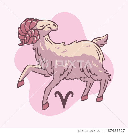 Colored aries zodiac sign sketch ram animal Vector 87485527