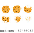 Set with bitten chocolate cookies vector 87486032