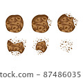 Set with bitten chocolate cookies vector 87486035