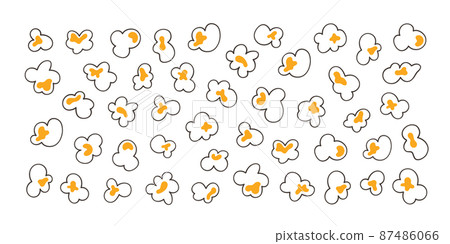 Seamless pattern with popcorn. Hand drawn pop corn with caramel for cinema. Vector illustration in doodle style on white background Seamless pattern with popcorn. Hand drawn pop corn with caramel for cinema. Vector illustration in doodle style on white background 87486066