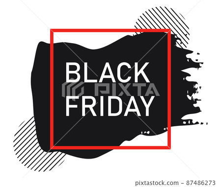 Paint stroke web banner, business card, BLACK FRIDAY template - Vector 87486273
