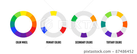 Color wheel guide with twelve colors vector illustration 87486452