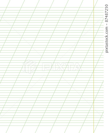Graph paper. Printable lined grid paper with color horisontal, diagonal lines. Geometric pattern for school, oblique notebook. Realistic lined paper blank size Letter. Exercise page for calligraphy 87487250