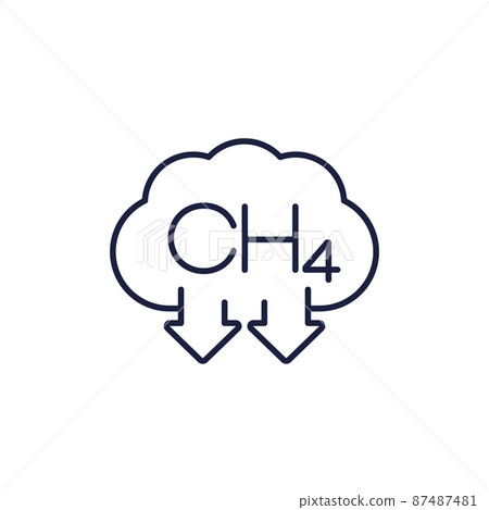 methane emissions, CH4 gas icon, line vector methane emissions, CH4 gas icon, line vector 87487481