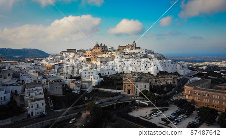Ostuni - the white city in Italy - a famous landmark at the Italian east coast 87487642