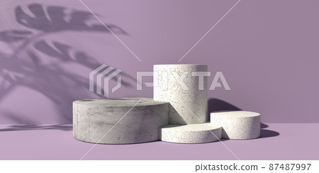 3D render of minimal podiums and geometric shapes with shadow of the tropical plants 3D render of minimal podiums and geometric shapes with shadow of the tropical plants 87487997