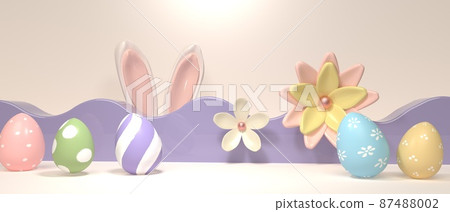 Easter holiday theme with decorations and rabbit ears 87488002