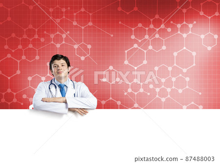 Doctor with banner Doctor with banner 87488003
