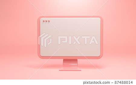 Desktop computer with blank screen - 3D render 87488014
