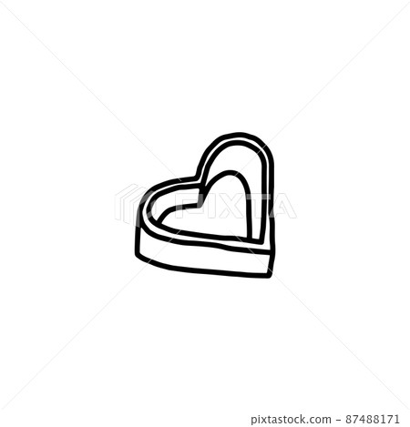 Cookie cutting mold in heart shape hand drawn vector illustration isolated. Cookie cutting mold in heart shape hand drawn vector illustration isolated. 87488171