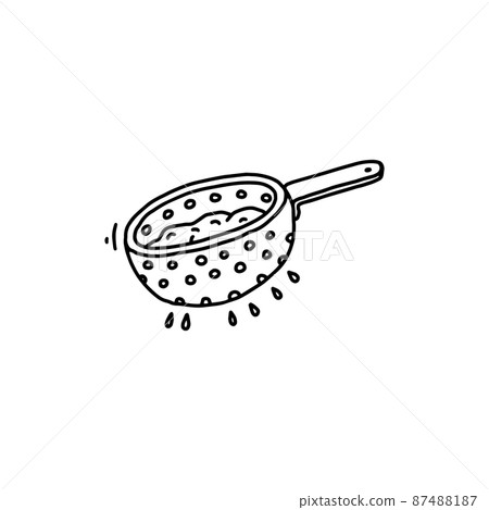 Flour sieve outline icon, hand drawn doodle style vector illustration isolated. 87488187