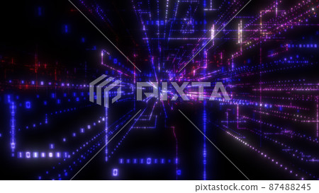 Flying into digital technologic tunnel Flying into digital technologic tunnel 87488245