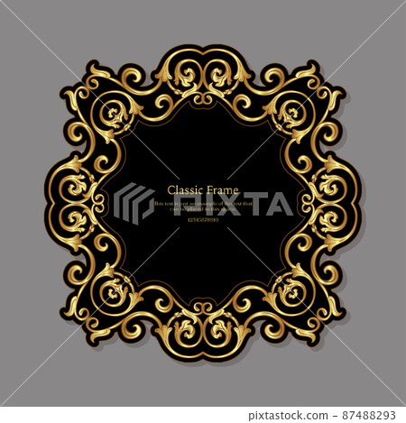 Baroque frame decor. Detailed rich ornament graphic line art. Baroque frame decor. Detailed rich ornament graphic line art. 87488293