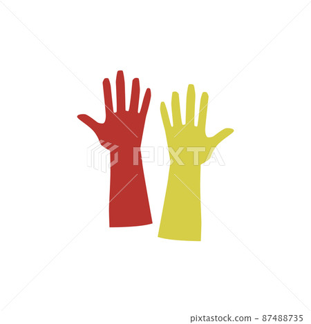 Industrial protective latex gloves, flat cartoon vector illustration isolated. Industrial protective latex gloves, flat cartoon vector illustration isolated. 87488735
