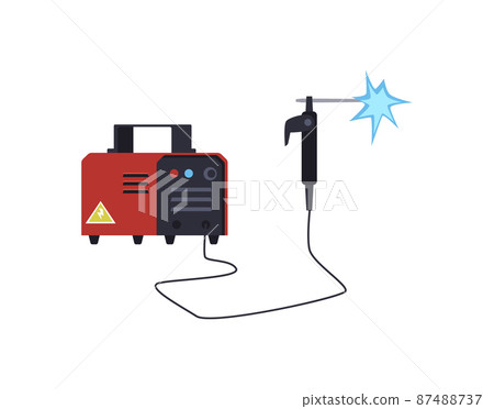 Industrial welding machine with accessories flat vector illustration isolated. Industrial welding machine with accessories flat vector illustration isolated. 87488737