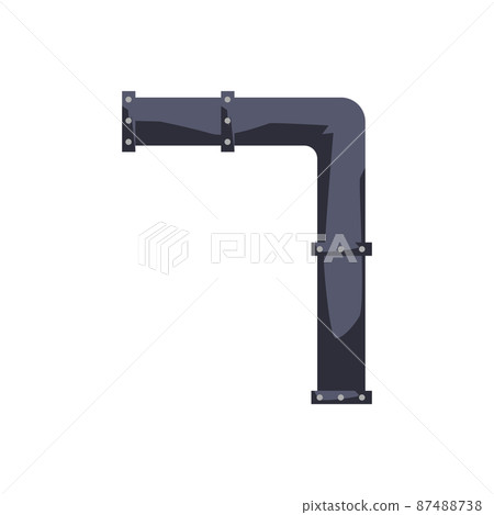Metal pipe of water or gas pipeline flat cartoon vector illustration isolated. 87488738