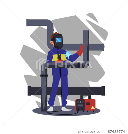 Professional welder with industrial equipment... - Stock Illustration ...