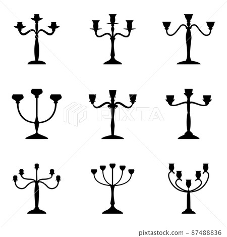 Set of silhouettes of candlesticks, vector illustration 87488836
