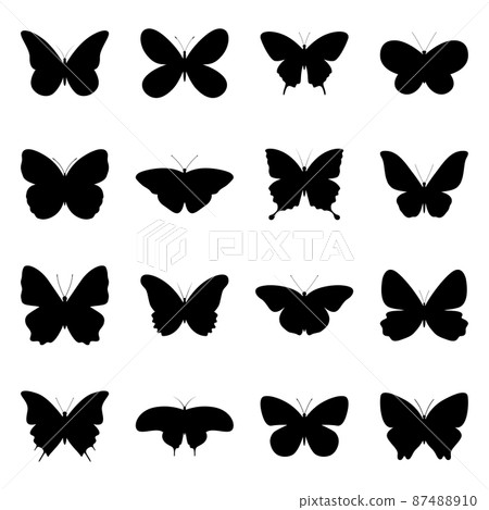 Set of silhouettes of butterflies, vector illustration 87488910