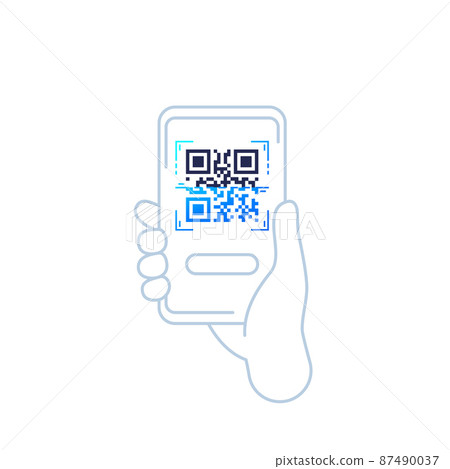 QR code scan vector icon with phone QR code scan vector icon with phone 87490037