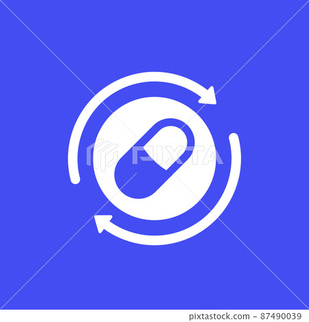 drug, pill icon with an arrow, vector drug, pill icon with an arrow, vector 87490039