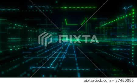 Futuristic Smart Digital City. Smart City And Technology Business Concept Futuristic Smart Digital City. Smart City And Technology Business Concept 87490896