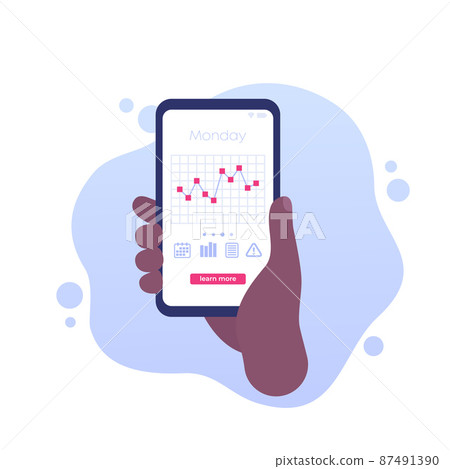 glucose levels chart in mobile app, vector glucose levels chart in mobile app, vector 87491390
