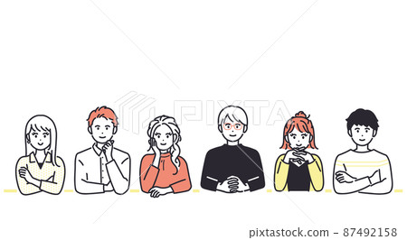 Image illustration of young men and women exchanging opinions Image illustration of young men and women exchanging opinions 87492158