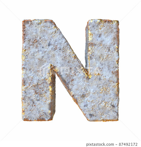 Stone with golden metal particles Letter N 3D 87492172