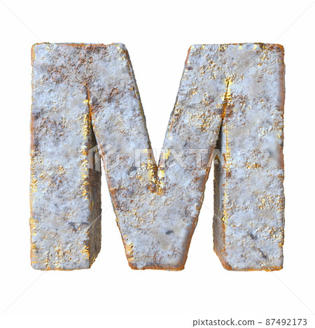 Stone with golden metal particles Letter M 3D 87492173