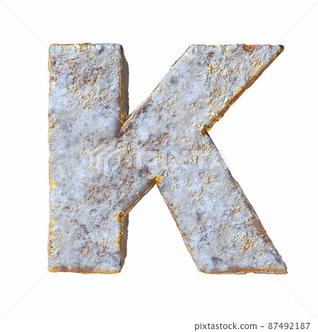 Stone with golden metal particles Letter K 3D Stone with golden metal particles Letter K 3D 87492187