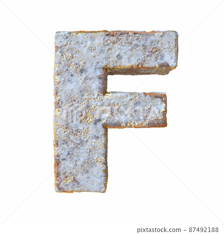 Stone with golden metal particles Letter F 3D 87492188