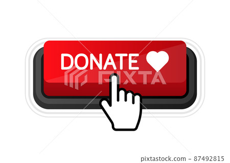 Donate heart red button in flat style. Vector flat illustration Donate heart red button in flat style. Vector flat illustration 87492815