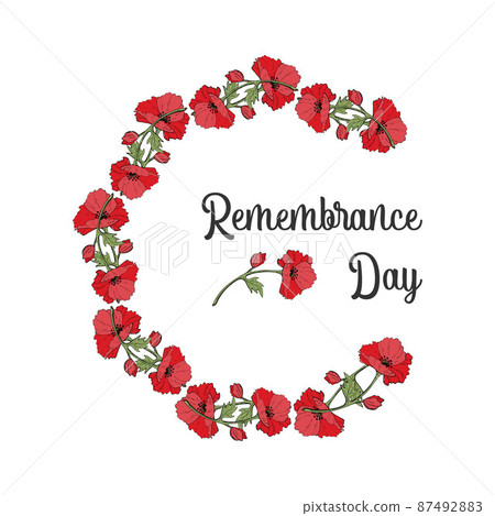 Remembrance Day poppy wreath card. So that we... - Stock Illustration ...