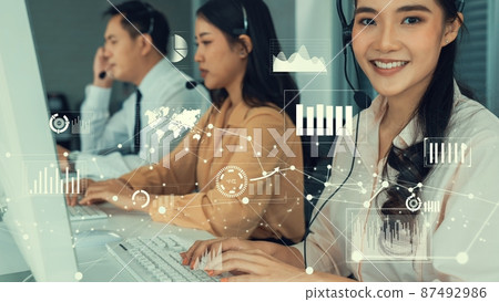 Customer support call center provide data with envisional graphic 87492986