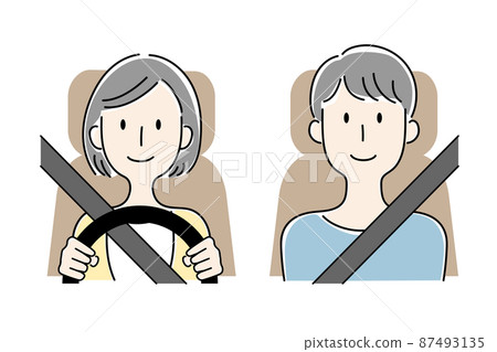 一個女人開車和一個男人坐在乘客座位上的矢量圖 一個女人開車和一個男人坐在乘客座位上的矢量圖 87493135