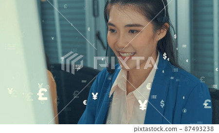 Customer support call center provide data with envisional graphic 87493238