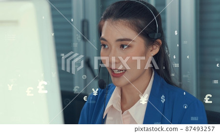 Customer support call center provide data with envisional graphic 87493257