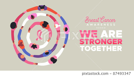 Breast Cancer awareness people round circle banner Breast Cancer awareness people round circle banner 87493347