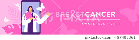 Breast cancer awareness banner phone app doctor 87493361