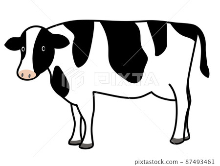 Illustration material: Illustration of a cow with a rough touch 87493461