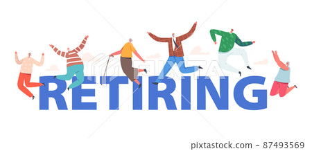 Retiring Concept. Happy Senior People Group Jumping with Raised Hands. Elderly Men and Women Joy and Happiness Retiring Concept. Happy Senior People Group Jumping with Raised Hands. Elderly Men and Women Joy and Happiness 87493569