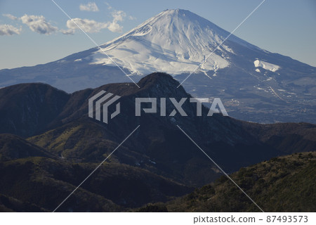 冬季箱根外道山【來自明神岳】下午的足柄山和富士山 冬季箱根外道山【來自明神岳】下午的足柄山和富士山 87493573