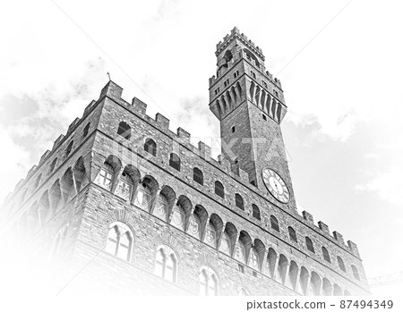 Famous Palazzo Vecchio in Florence - the Vecchio Palace in the historic city center 87494349