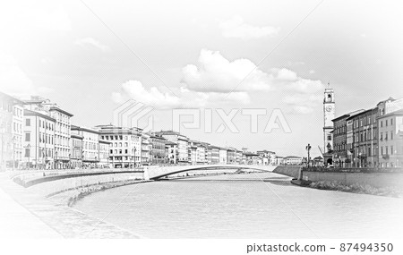 River Arno in the city of Pisa on a wonderful day River Arno in the city of Pisa on a wonderful day 87494350