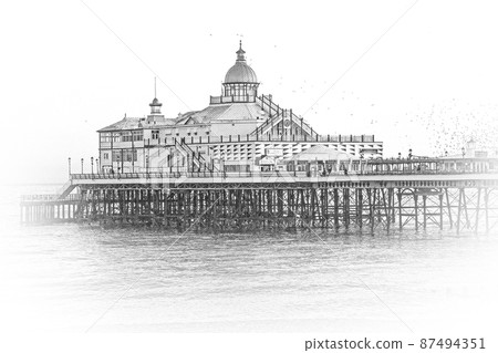 Beautiful Eastbourne Pier in the evening Beautiful Eastbourne Pier in the evening 87494351